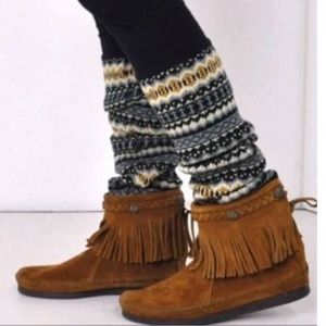 Minnetonka ankle fringe brown boot